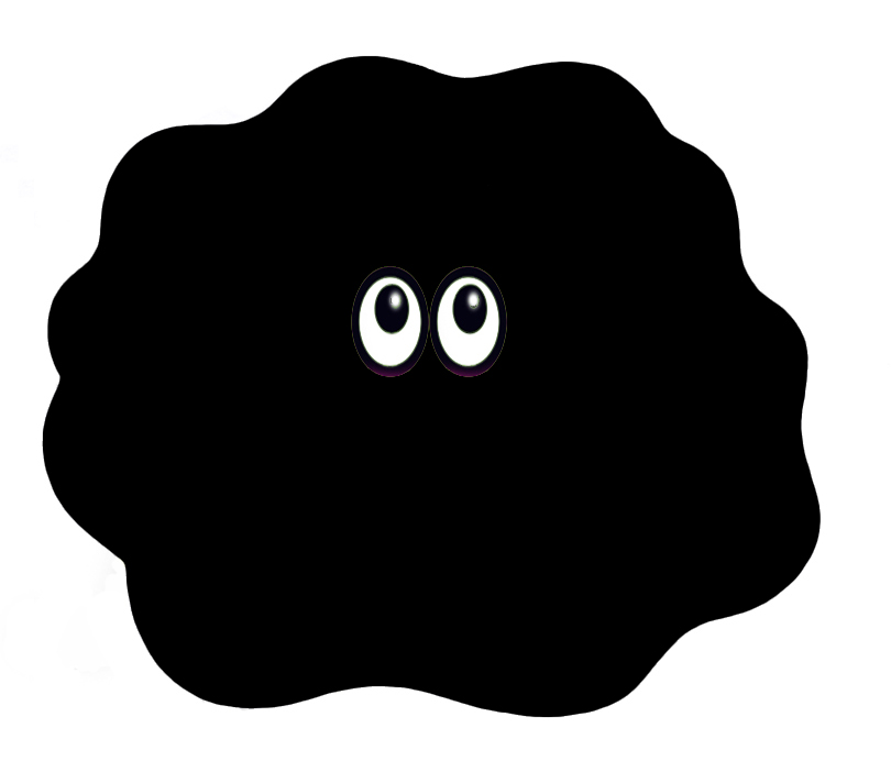 A black blob of mucus in the stomach and you cant see what colour he is