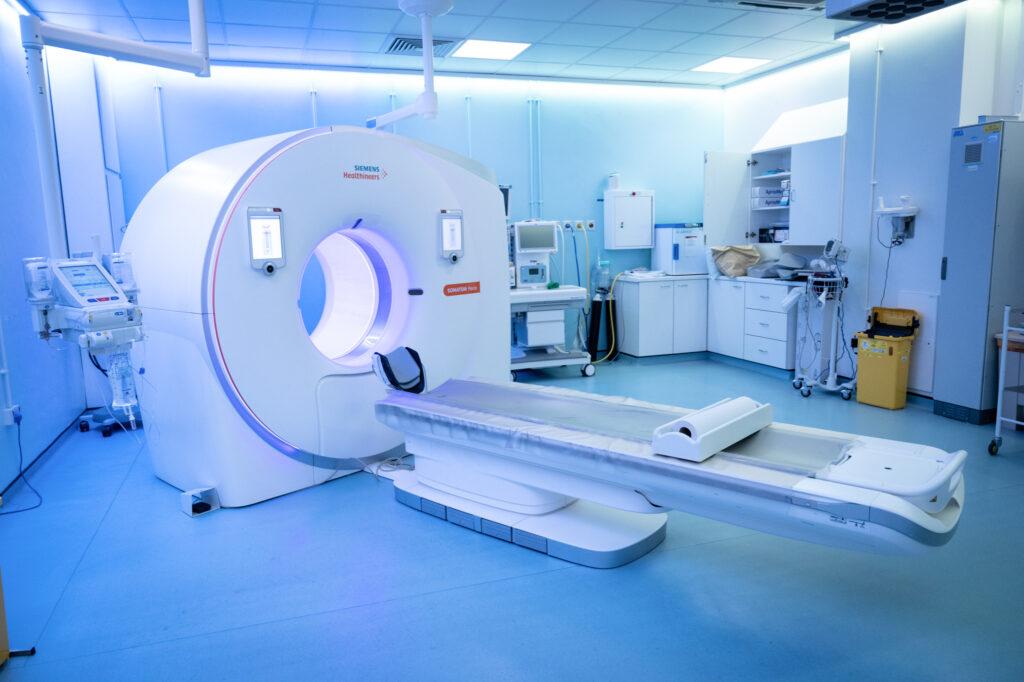 This photograph shows a CT machine.