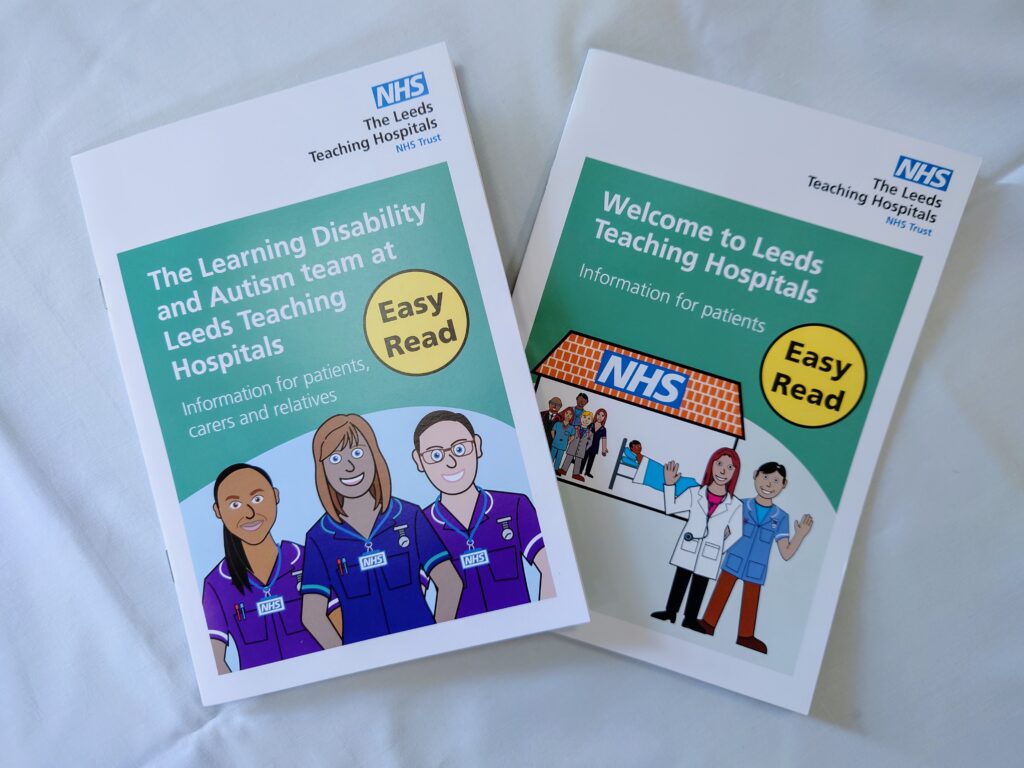 Two leaflets on hospital experience with 'easy read' printed on the covers.