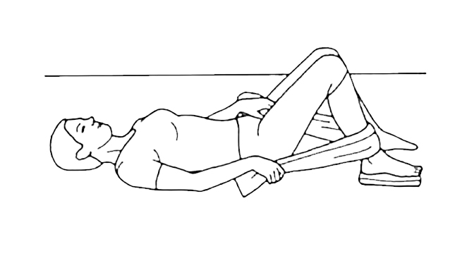 Illustration of knee bending exercise.